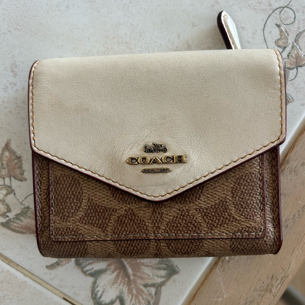 Coach Cream and Brown Wallet